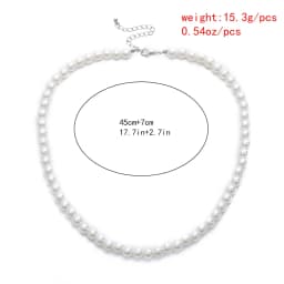 Simple Imitation-Pearl Beaded Short Choker Necklace for Men Trendy White Beaded Chains on Neck Accessories 2023 Fashion Jewelry