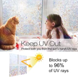 Window Privacy Film, Rainbow Window Clings, 3D Decorative Window Vinyl, Stained Glass Window Decals, Static Cling Window Sticker