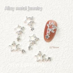 10pcs Pentagram Star Nail Art Charm Shiny Heart Saturn Planet Rhinestones 3D Nail Decoration Glitter Nail Manicure Accessories