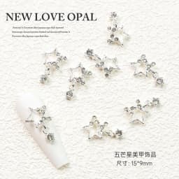 10pcs Pentagram Star Nail Art Charm Shiny Heart Saturn Planet Rhinestones 3D Nail Decoration Glitter Nail Manicure Accessories