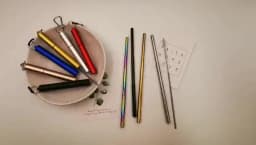 Reusable Telescopic Straw Metal 304 Stainless Steel Straw with Cleaning Brush Carry Case Collapsible Portable Drinking Straw Set