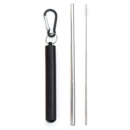 Reusable Telescopic Straw Metal 304 Stainless Steel Straw with Cleaning Brush Carry Case Collapsible Portable Drinking Straw Set
