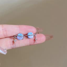 New Round Woman Earrings Planet Girl Cat Eye Personality Hundred Match Earrings Engagement Exquisite Jewellery Gifts