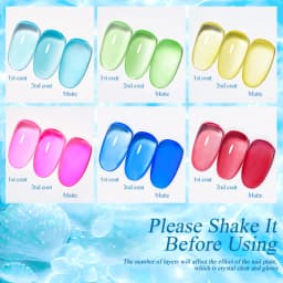 Mtssii 7ML 6PCs/Set Jelly Glass Gel Nail Polish Set Sea Blue Semi-transparent Nail Gel Semi Permanent UV Gel Polish Varnishes