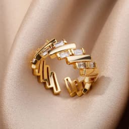 Zircon Bar Rings For Women Gold Plated Stainless Steel Bar Opening Ring 2023 Trending Luxury Wedding Aesthetic Jewelry anillos
