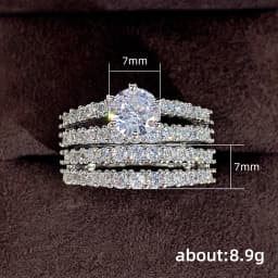 Huitan Trendy Hollow Set Rings Full Bling Iced Out CZ Stone Luxury Women Wedding Engagement Rings 2Pcs Set Jewelry Drop Shipping