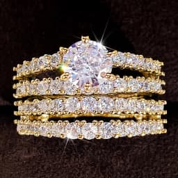 Huitan Trendy Hollow Set Rings Full Bling Iced Out CZ Stone Luxury Women Wedding Engagement Rings 2Pcs Set Jewelry Drop Shipping