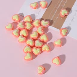 10Pcs 15x17MM Plating Double Color Acrylic Beads Heart Shape Loose Beads Charms for DIY Jewelry Making Necklace Bracelets