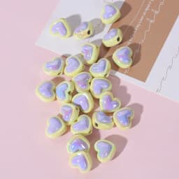 10Pcs 15x17MM Plating Double Color Acrylic Beads Heart Shape Loose Beads Charms for DIY Jewelry Making Necklace Bracelets