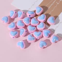 10Pcs 15x17MM Plating Double Color Acrylic Beads Heart Shape Loose Beads Charms for DIY Jewelry Making Necklace Bracelets