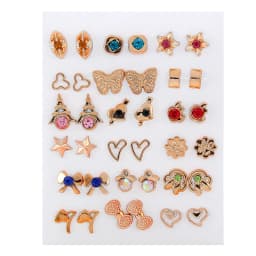 18 Pairs Colorful Rhinestone Hollow Flower Animal Mix Style Plastic Stud Earrings Set For Women Girls