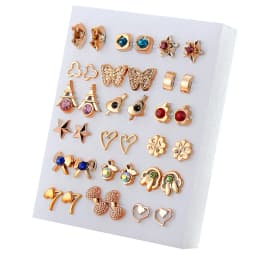 18 Pairs Colorful Rhinestone Hollow Flower Animal Mix Style Plastic Stud Earrings Set For Women Girls