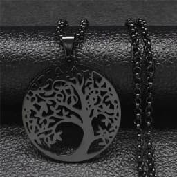 2026 Tree of Life Stainless Steel Long Necklace for Men Black Color Necklaces & Pendants Jewelry Cadenas Para Hombre N834S03