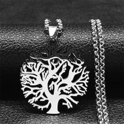 2026 Tree of Life Stainless Steel Long Necklace for Men Black Color Necklaces & Pendants Jewelry Cadenas Para Hombre N834S03
