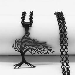 2026 Tree of Life Stainless Steel Long Necklace for Men Black Color Necklaces & Pendants Jewelry Cadenas Para Hombre N834S03