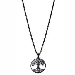 2026 Tree of Life Stainless Steel Long Necklace for Men Black Color Necklaces & Pendants Jewelry Cadenas Para Hombre N834S03