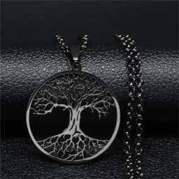 2026 Tree of Life Stainless Steel Long Necklace for Men Black Color Necklaces & Pendants Jewelry Cadenas Para Hombre N834S03