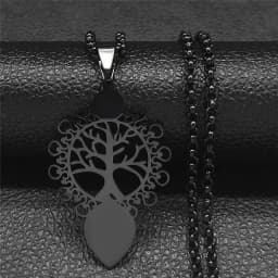 2026 Tree of Life Stainless Steel Long Necklace for Men Black Color Necklaces & Pendants Jewelry Cadenas Para Hombre N834S03