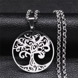 2026 Tree of Life Stainless Steel Long Necklace for Men Black Color Necklaces & Pendants Jewelry Cadenas Para Hombre N834S03