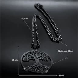2026 Tree of Life Stainless Steel Long Necklace for Men Black Color Necklaces & Pendants Jewelry Cadenas Para Hombre N834S03
