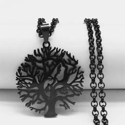 2026 Tree of Life Stainless Steel Long Necklace for Men Black Color Necklaces & Pendants Jewelry Cadenas Para Hombre N834S03
