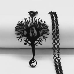 2026 Tree of Life Stainless Steel Long Necklace for Men Black Color Necklaces & Pendants Jewelry Cadenas Para Hombre N834S03