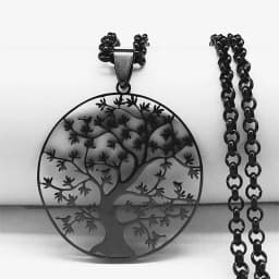 2026 Tree of Life Stainless Steel Long Necklace for Men Black Color Necklaces & Pendants Jewelry Cadenas Para Hombre N834S03