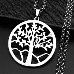 2026 Tree of Life Stainless Steel Long Necklace for Men Black Color Necklaces & Pendants Jewelry Cadenas Para Hombre N834S03