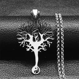2026 Tree of Life Stainless Steel Long Necklace for Men Black Color Necklaces & Pendants Jewelry Cadenas Para Hombre N834S03