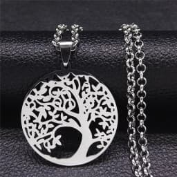 2026 Tree of Life Stainless Steel Long Necklace for Men Black Color Necklaces & Pendants Jewelry Cadenas Para Hombre N834S03