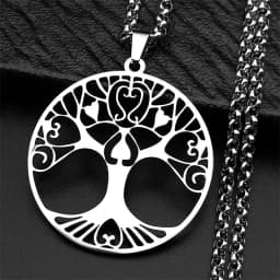 2026 Tree of Life Stainless Steel Long Necklace for Men Black Color Necklaces & Pendants Jewelry Cadenas Para Hombre N834S03