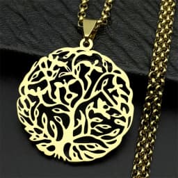 2026 Tree of Life Stainless Steel Long Necklace for Men Black Color Necklaces & Pendants Jewelry Cadenas Para Hombre N834S03