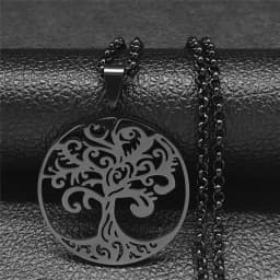 2026 Tree of Life Stainless Steel Long Necklace for Men Black Color Necklaces & Pendants Jewelry Cadenas Para Hombre N834S03