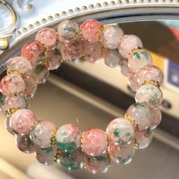 Pink Crystal Natural Stone Bracelet Reiki Energy Strand Bracelets Bangles For Women Prayer Blessing Health Wristband Jewelry A-