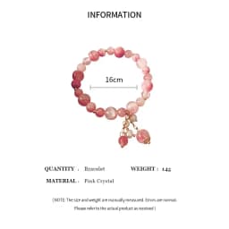 Pink Crystal Natural Stone Bracelet Reiki Energy Strand Bracelets Bangles For Women Prayer Blessing Health Wristband Jewelry A-