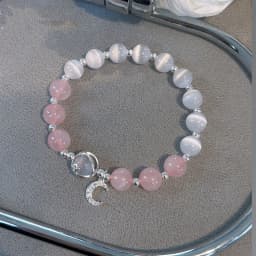 Pink Crystal Natural Stone Bracelet Reiki Energy Strand Bracelets Bangles For Women Prayer Blessing Health Wristband Jewelry A-
