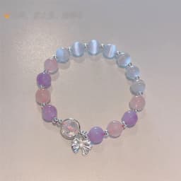 Pink Crystal Natural Stone Bracelet Reiki Energy Strand Bracelets Bangles For Women Prayer Blessing Health Wristband Jewelry A-