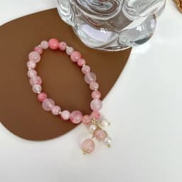 Pink Crystal Natural Stone Bracelet Reiki Energy Strand Bracelets Bangles For Women Prayer Blessing Health Wristband Jewelry A-