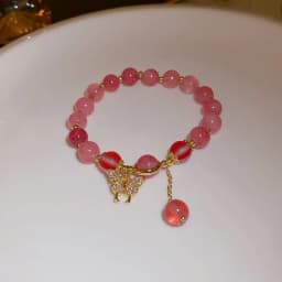 Pink Crystal Natural Stone Bracelet Reiki Energy Strand Bracelets Bangles For Women Prayer Blessing Health Wristband Jewelry A-