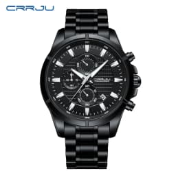 CRRJU Men Watch Full Steel Top Brand Luxury Sports Quartz Watch Men Waterproof Luminous Auto Date Wristwatch Relogio Masculino