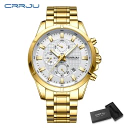 CRRJU Men Watch Full Steel Top Brand Luxury Sports Quartz Watch Men Waterproof Luminous Auto Date Wristwatch Relogio Masculino