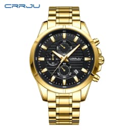 CRRJU Men Watch Full Steel Top Brand Luxury Sports Quartz Watch Men Waterproof Luminous Auto Date Wristwatch Relogio Masculino