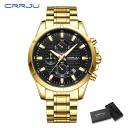 CRRJU Men Watch Full Steel Top Brand Luxury Sports Quartz Watch Men Waterproof Luminous Auto Date Wristwatch Relogio Masculino