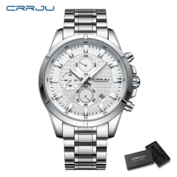 CRRJU Men Watch Full Steel Top Brand Luxury Sports Quartz Watch Men Waterproof Luminous Auto Date Wristwatch Relogio Masculino