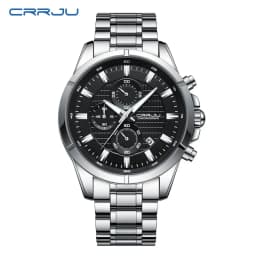 CRRJU Men Watch Full Steel Top Brand Luxury Sports Quartz Watch Men Waterproof Luminous Auto Date Wristwatch Relogio Masculino