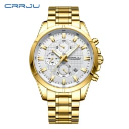 CRRJU Men Watch Full Steel Top Brand Luxury Sports Quartz Watch Men Waterproof Luminous Auto Date Wristwatch Relogio Masculino