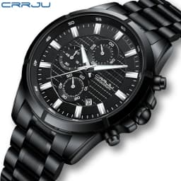 CRRJU Men Watch Full Steel Top Brand Luxury Sports Quartz Watch Men Waterproof Luminous Auto Date Wristwatch Relogio Masculino