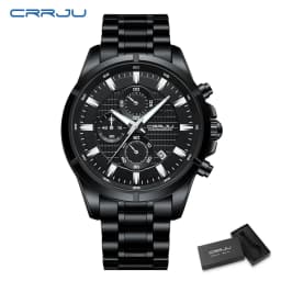 CRRJU Men Watch Full Steel Top Brand Luxury Sports Quartz Watch Men Waterproof Luminous Auto Date Wristwatch Relogio Masculino