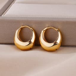 Vintage Tear Drop Hoop Earrings For Women Stainless Steel Gold Color Chunky Dome Earring 2023 Trendy Statement Ear Jewelry Gift
