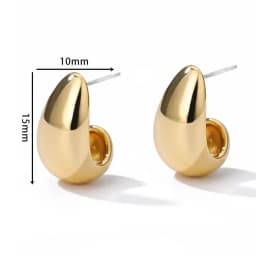 Vintage Tear Drop Hoop Earrings For Women Stainless Steel Gold Color Chunky Dome Earring 2023 Trendy Statement Ear Jewelry Gift